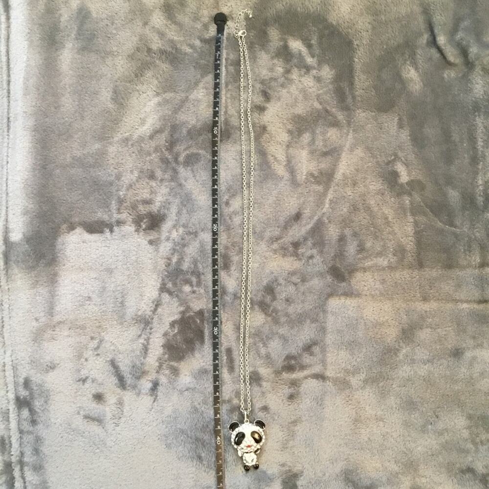 Silver Cute Large Panda Crystals Necklace - Picture 6 of 6